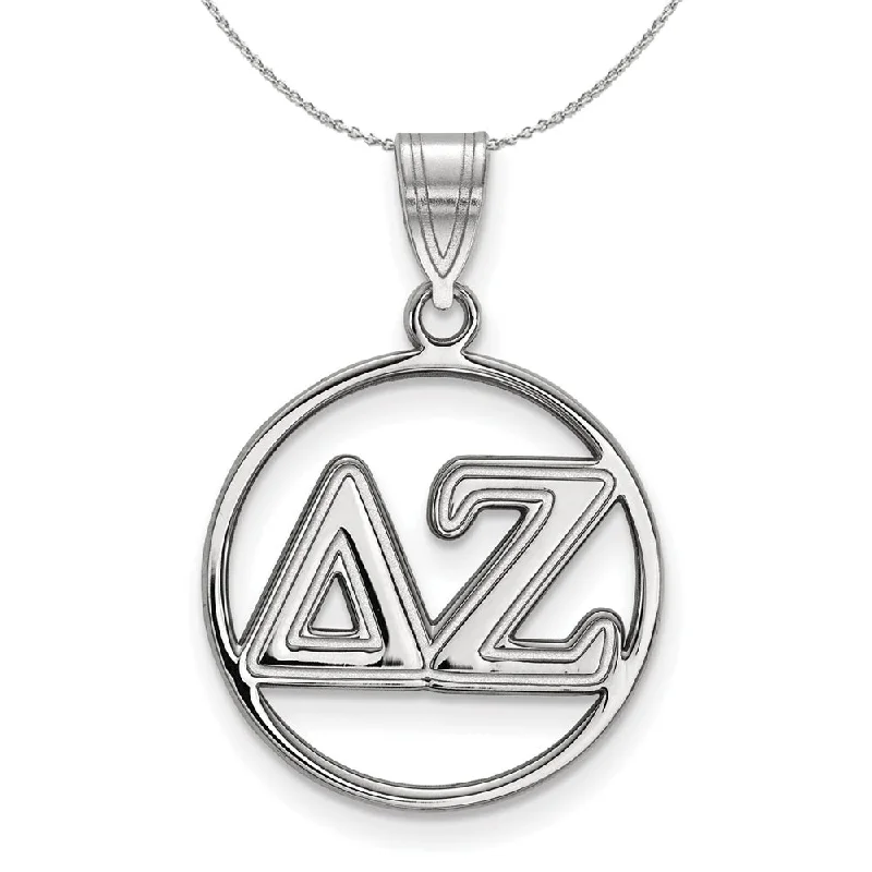 Sterling Silver Delta Zeta Medium Circle Greek Necklace