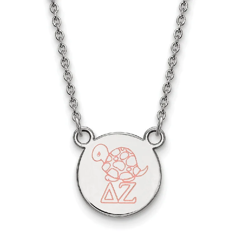 frond charm necklace-Sterling Silver Delta Zeta Small Enamel Necklace