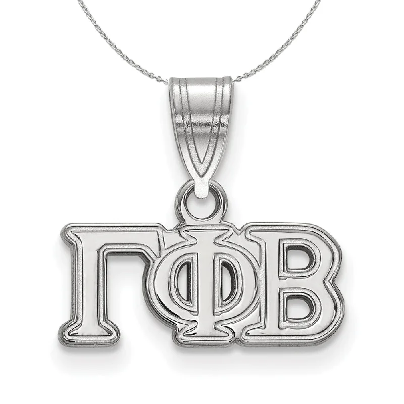 wanderlust moon necklace-Sterling Silver Gamma Phi Beta Medium Greek Necklace