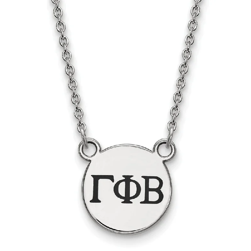 stamped monogram necklace-Sterling Silver Gamma Phi Beta Small Enamel Greek Letters Necklace