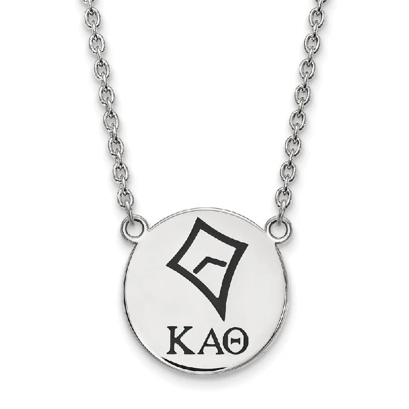 flow gemstone necklace-Sterling Silver Kappa Alpha Theta Large Enamel Necklace