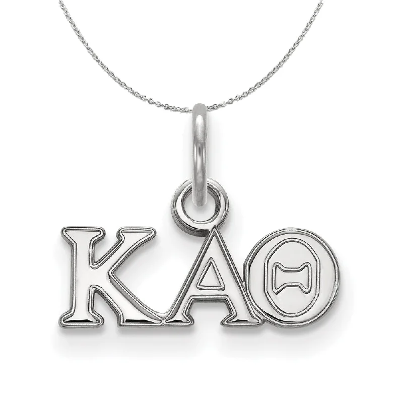 frond stamped necklace-Sterling Silver Kappa Alpha Theta XS (Tiny) Greek Necklace