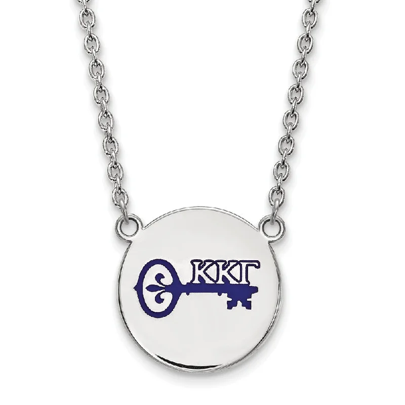 Sterling Silver Kappa Kappa Gamma Large Enamel Necklace