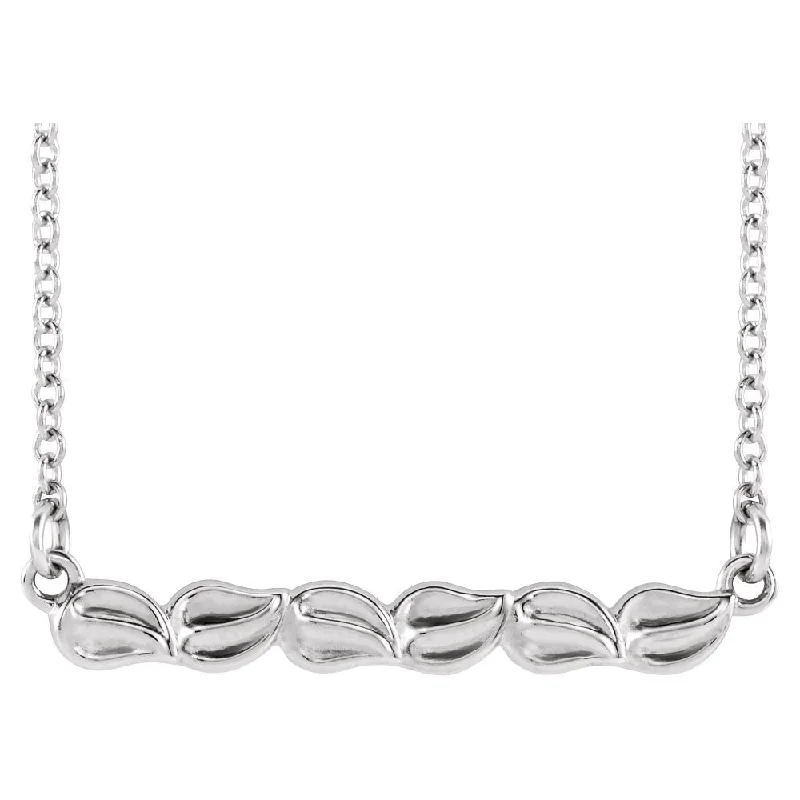 Sterling Silver Leaf Bar Necklace, 16-18 Inch