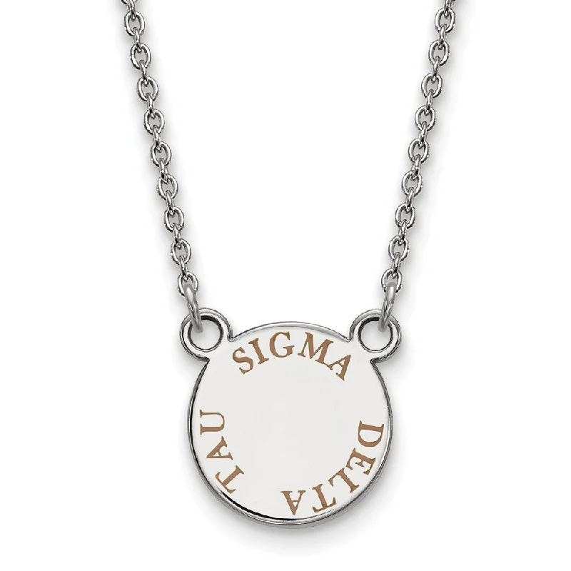 tarnished statement necklace-Sterling Silver Sigma Delta Tau Small Lt Brown Enamel Necklace