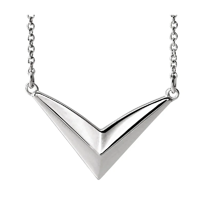 Sterling Silver V Shaped Bar Adjustable Necklace, 16-18 Inch