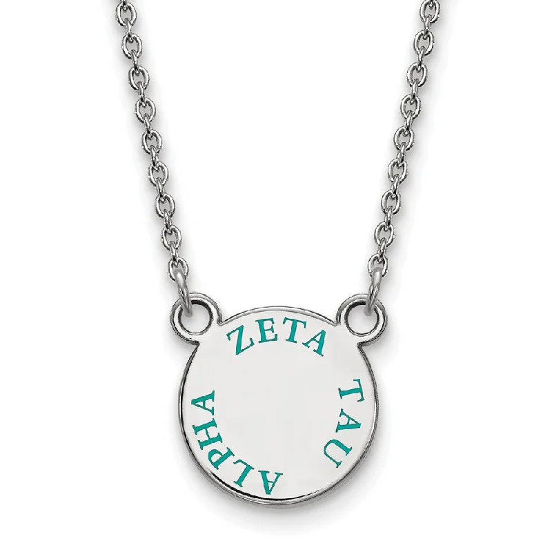 stellar star necklace-Sterling Silver Zeta Tau Alpha Small Turqouise Enamel Necklace