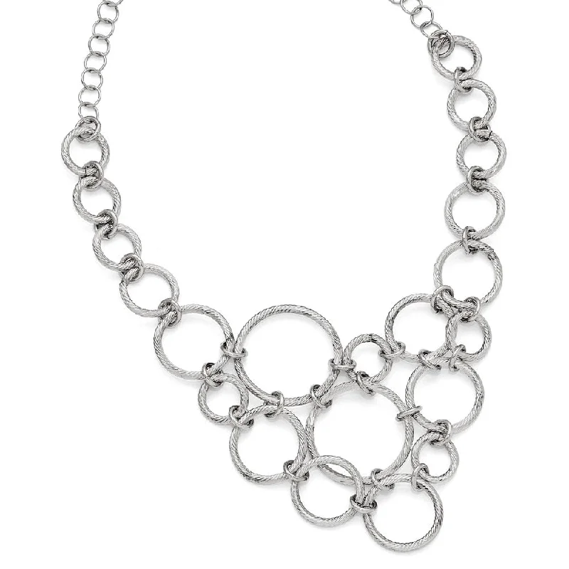 Textured Multi Circle Collar Necklace in Sterling Silver, 18.5 Inch