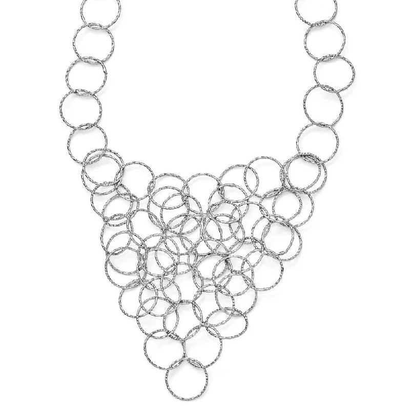 stamped silver necklace-Textured Multi Circle Collar Necklace in Sterling Silver, 20 Inch