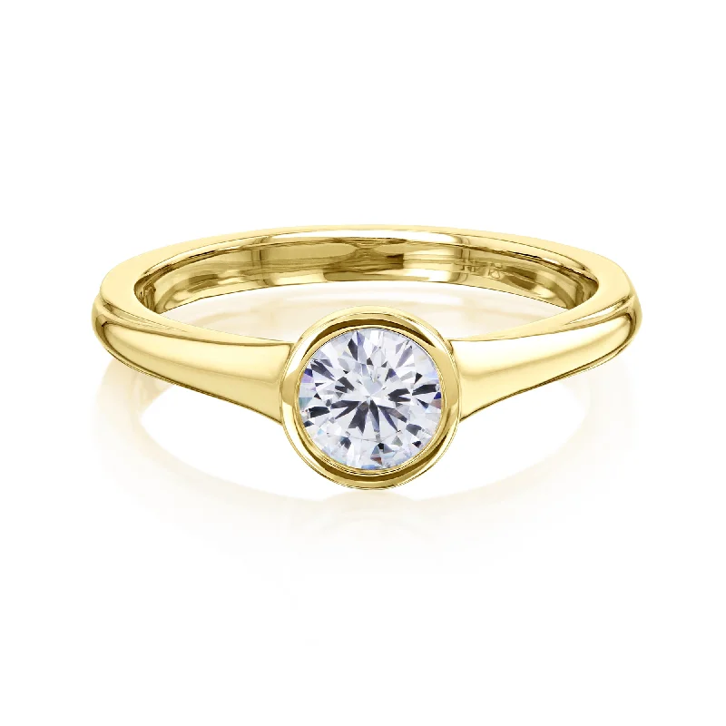 bicolor promise ring-0.5ct Round Low Bezel Ring