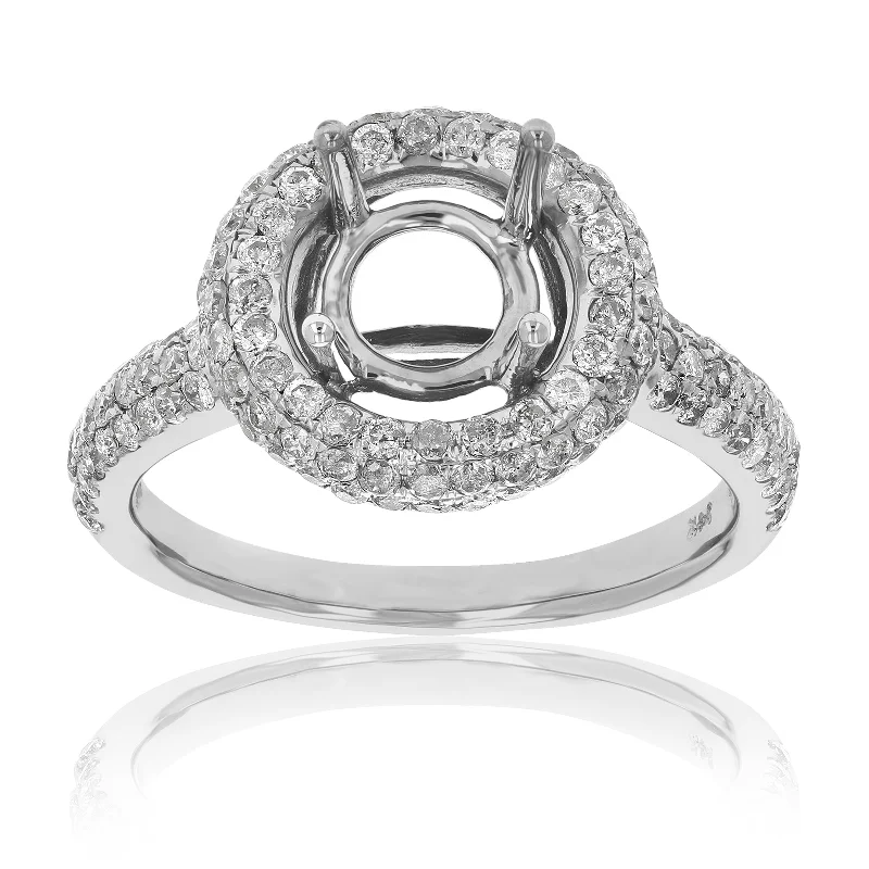 tarnished statement ring-0.90 cttw Diamond Semi Mount Engagement Ring 14K White Gold Wedding