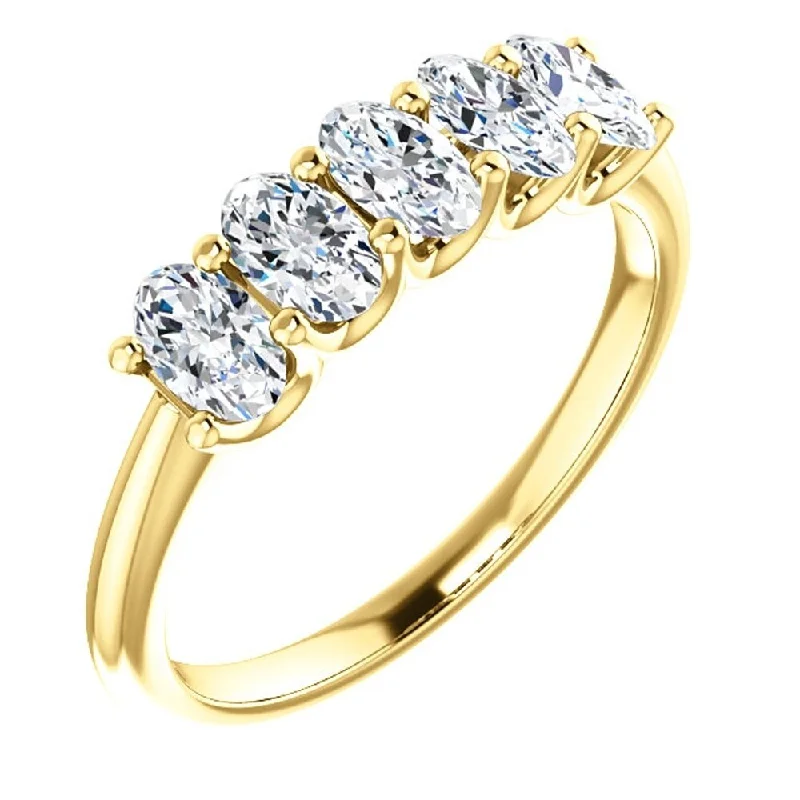 marquise cut diamond ring-1 1/2Ct Oval Moissanite Marquise Wedding Ring in Yellow Gold