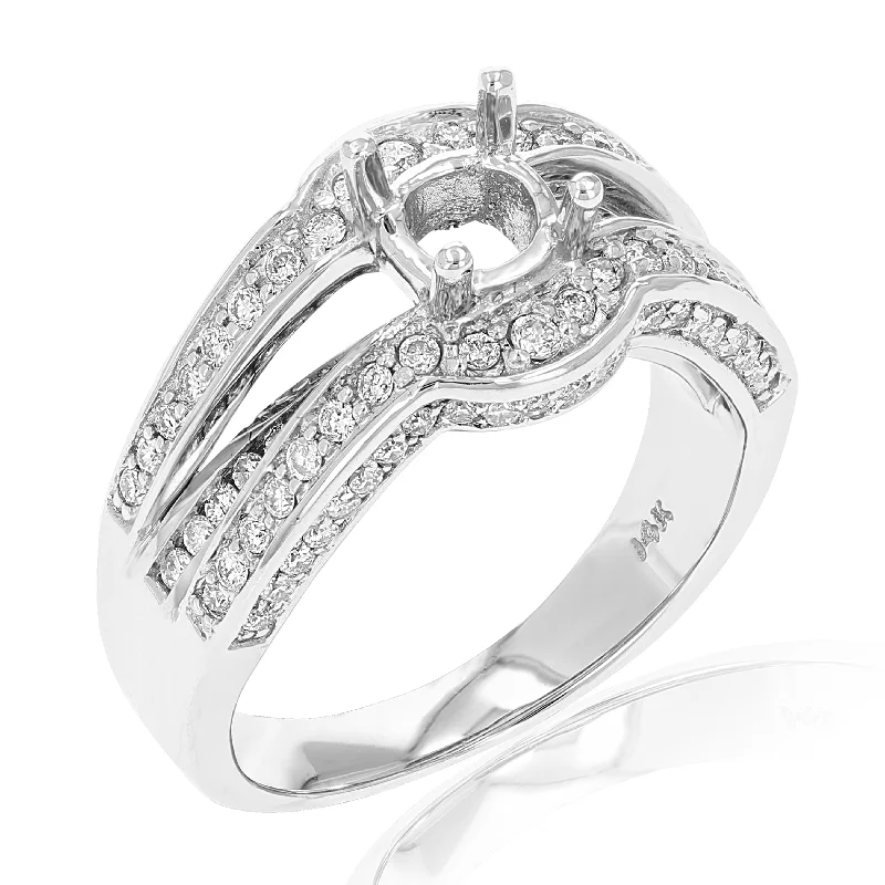 thin couple ring-1.10 cttw Semi Mount Diamond Engagement Ring 14K White Gold Round Bridal