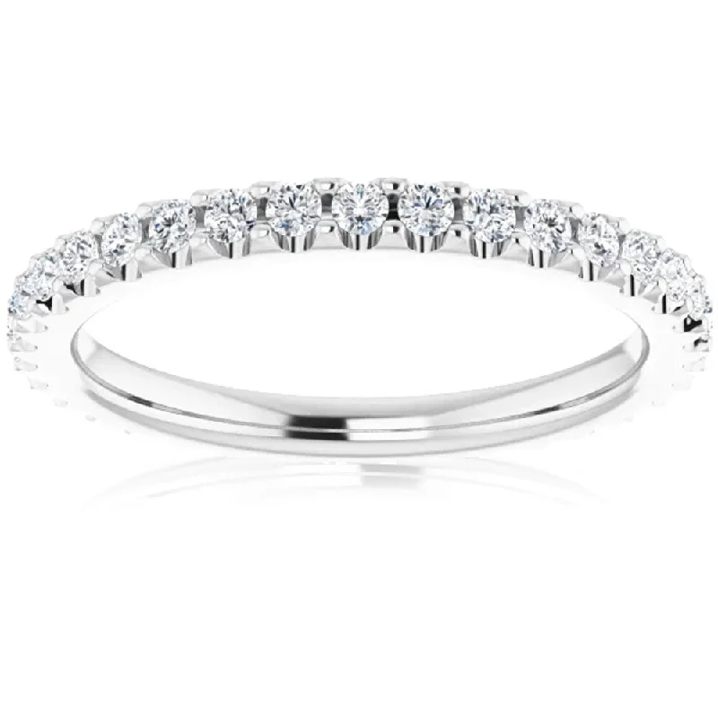 knotted promise ring-1/2 Ct Lab Grown Diamond EX3 Eternity Ring Womens Bad 14k White Gold