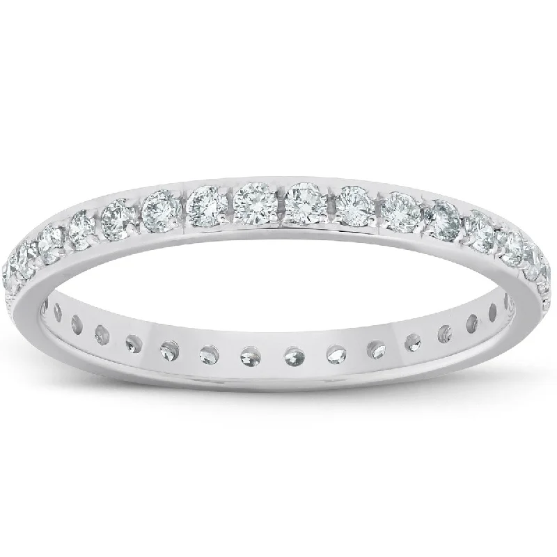 regency gold ring-1/2ct Diamond Wedding Ring Womens Eternity Band 10k White Gold