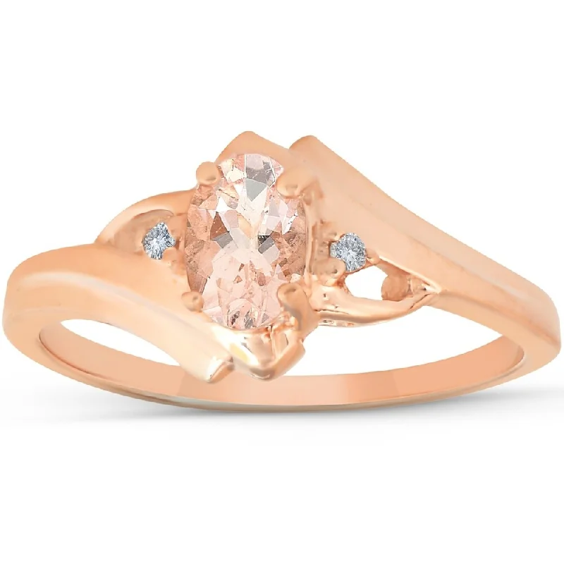 midnight diamond ring-1/2ct Morganite & Diamond Ring 14K Rose Gold