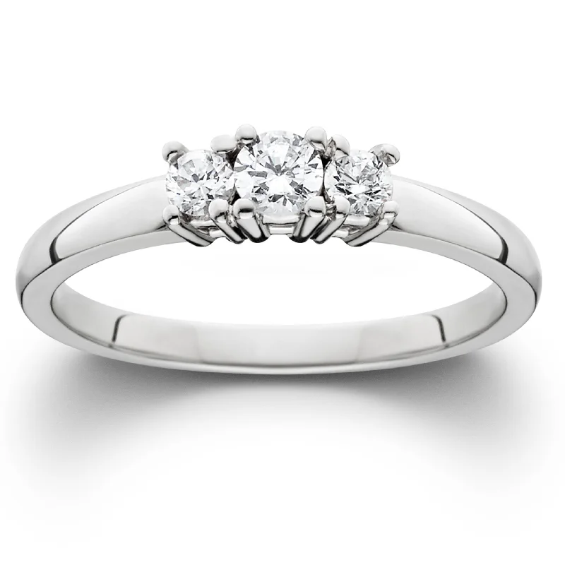 flow promise ring-1/2ct Three Stone Diamond Ring 14K White Gold