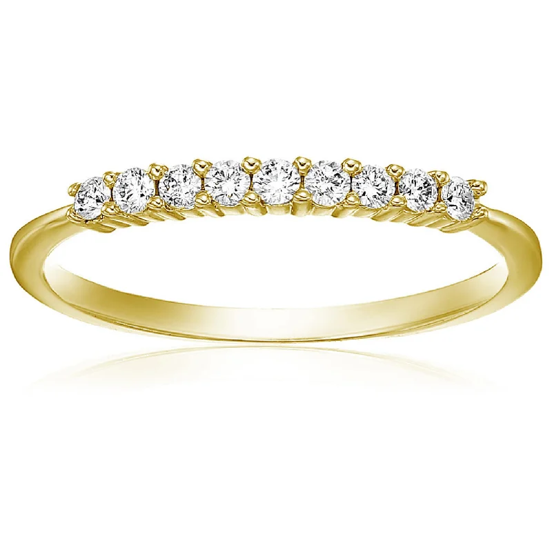 bendable eternity ring-1/4 ctw Petite Diamond Wedding Band in 10K Yellow Gold