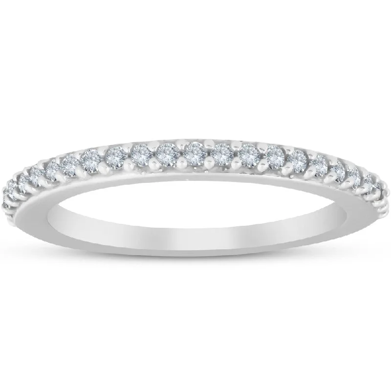 pearl frond ring-1/4ct Diamond 14k White Gold Wedding/Anniversary Ring Band