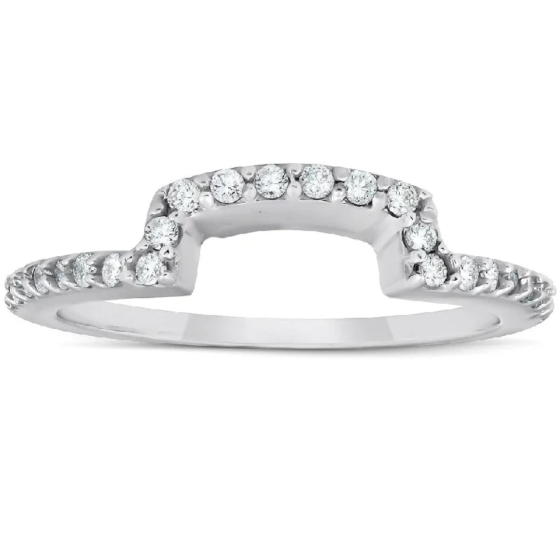 knotted gold ring-1/4Ct Diamond Curved Contour Guard Band Womens Wedding Ring 14k White Gold