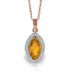 opal stone necklace-1.8 Carat 14K Solid Rose Gold Hayworth Citrine Diamond Necklace