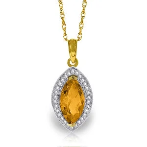 frond pendant necklace-1.8 Carat 14K Solid Yellow Gold Hayworth Citrine Diamond Necklace