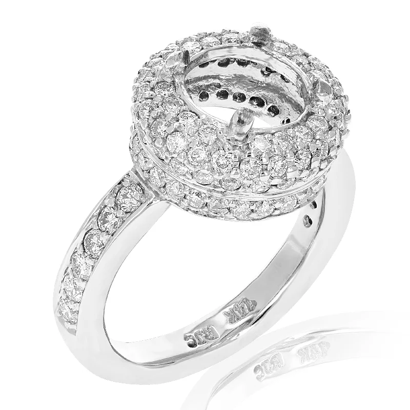 knotted rope ring-1 cttw Diamond Semi Mount Engagement Ring 14K White Gold Round Bridal