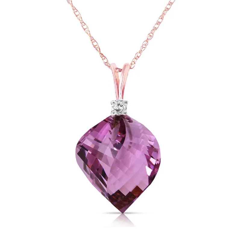 deco sapphire necklace-10.8 Carat 14K Solid Rose Gold Spiral Amethyst Diamond Necklace