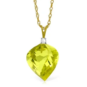 flow-shaped charm necklace-10.8 Carat 14K Solid Yellow Gold Circuitous Path Lemon Quartz Necklace