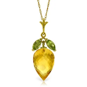 flow-shaped layered necklace-10 Carat 14K Solid Yellow Gold Necklace Peridot Pointy Briolette Citrine