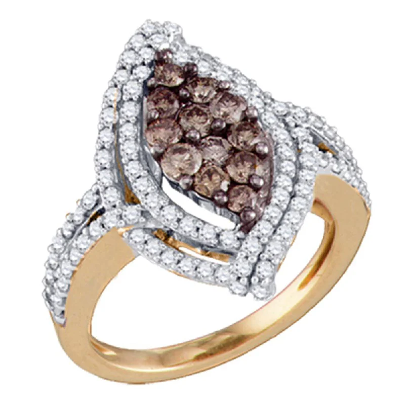 aquamarine promise ring-10kt Rose Gold Womens Round Brown Diamond Fashion Ring 1-5/8 Cttw