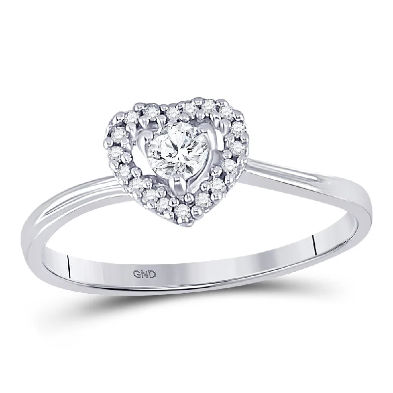 knotted promise ring-10kt White Gold Womens Round Diamond Heart Promise Ring 1/4 Cttw