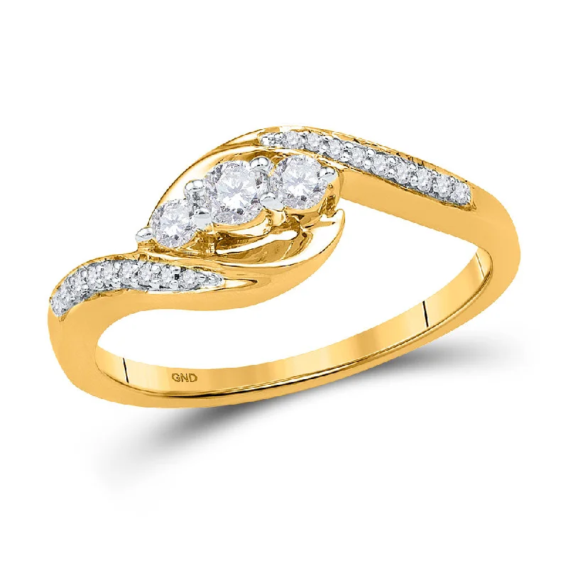 ornate trellis ring-10kt Yellow Gold Womens Round Diamond 3-stone Promise Ring 1/3 Cttw