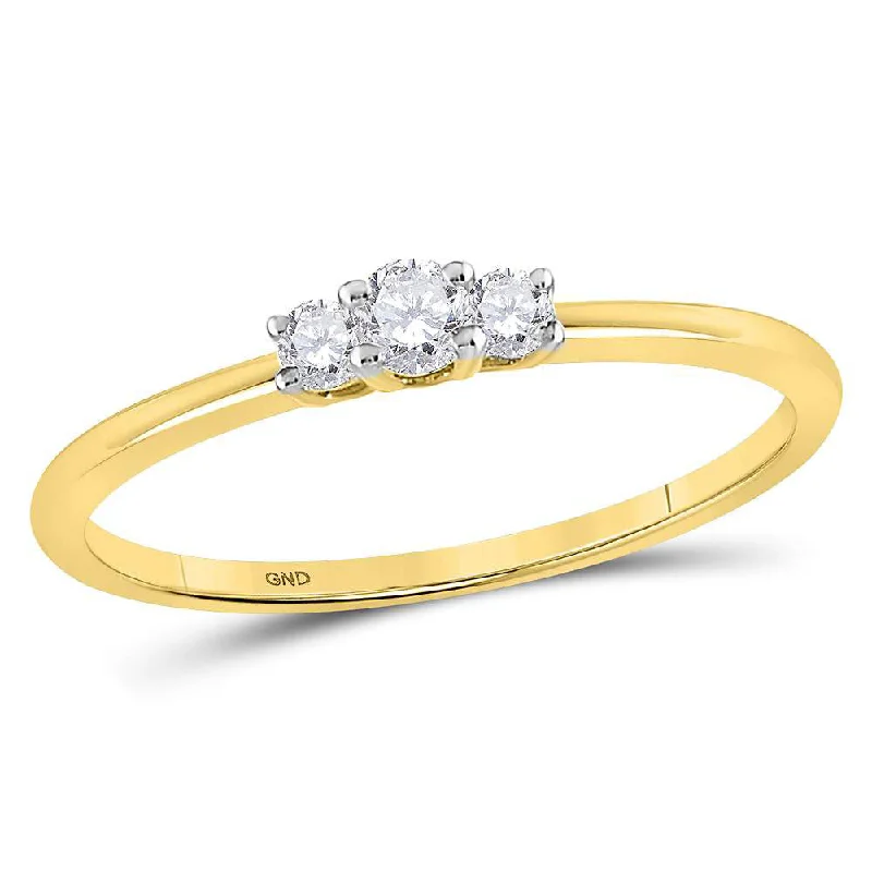 knotted love ring-10kt Yellow Gold Womens Round Diamond 3-stone Promise Ring 1/6 Cttw