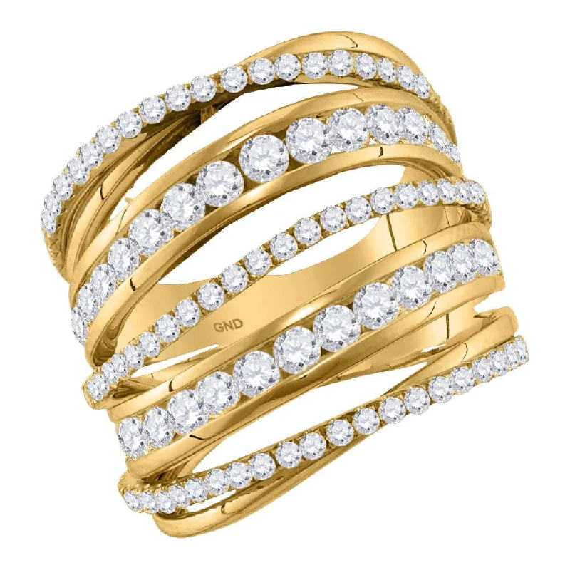 bendable birthstone ring-10kt Yellow Gold Womens Round Diamond Fashion Open Strand Cocktail Ring 2-1/2 Cttw