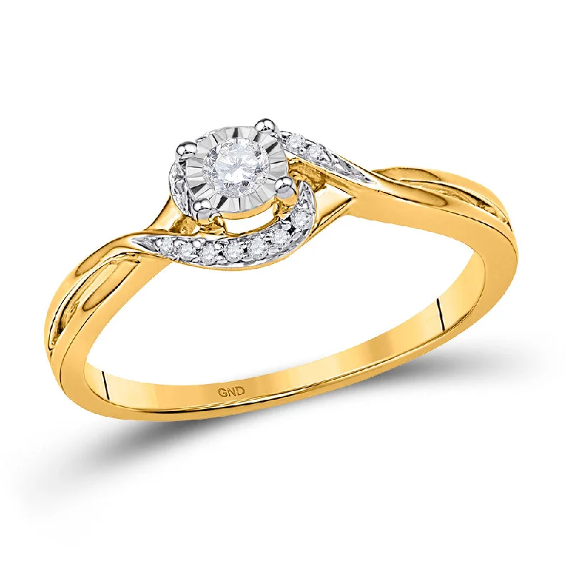 bendable gold ring-10kt Yellow Gold Womens Round Diamond Solitaire Promise Ring 1/10 Cttw