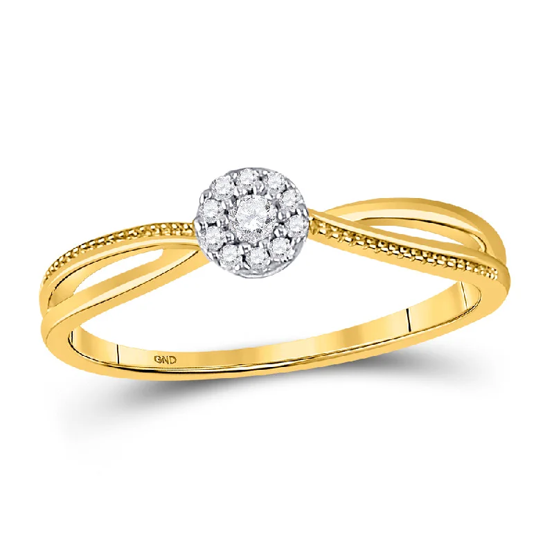 wanderlust chic ring-10kt Yellow Gold Womens Round Diamond Solitaire Promise Ring 1/10 Cttw