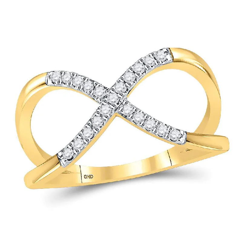 tarnished silver band ring-10kt Yellow Gold Womens Round Diamond Split-shank Infinity Ring 1/6 Cttw