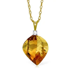 garnet drop necklace-11.8 Carat 14K Felicidad Citrine Diamond Necklace