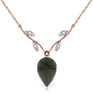 garnet pendant necklace-12.27 Carat 14K Solid Rose Gold Necklace Diamond Briolette Black Spinel