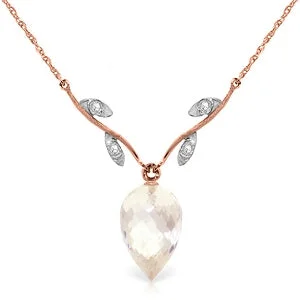 wanderlust garnet necklace-12.27 Carat 14K Solid Rose Gold Necklace Diamond Briolette White Topaz