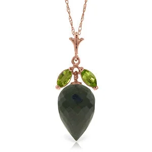 pearl knotted necklace-12.75 Carat 14K Solid Rose Gold Necklace Peridot Briolette Black Spinel