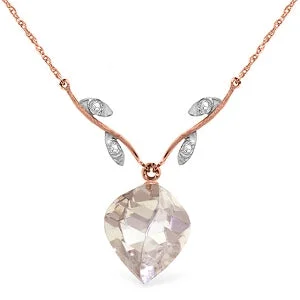 frond chain necklace-12.82 Carat 14K Solid Rose Gold Romance White Sapphire Diamond Necklace