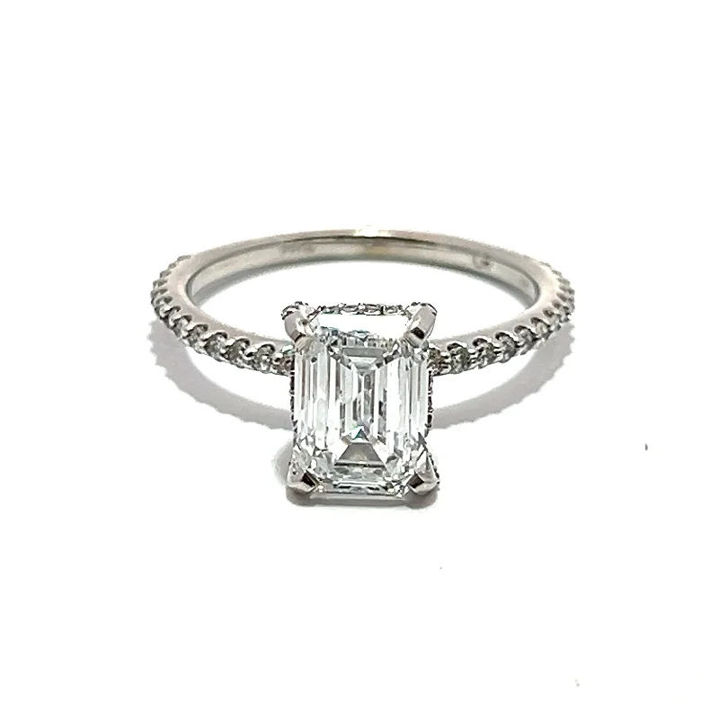 stamped gemstone ring-Lab Grown Emerald Cut Diamond Ring