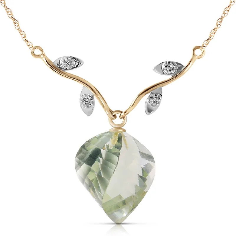 bendable birthstone necklace-13.02 Carat 14K Solid Yellow Gold La Belle Vie Green Amethyst Necklace