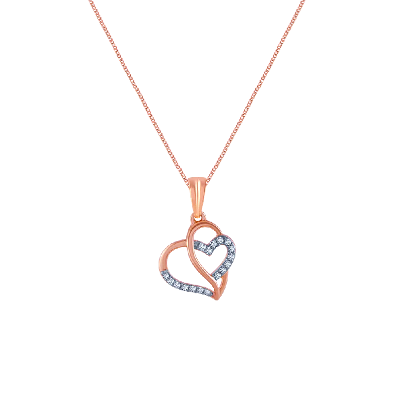 tarnished silver necklace-14k (585) Rose Gold And Diamond Pendant For Women