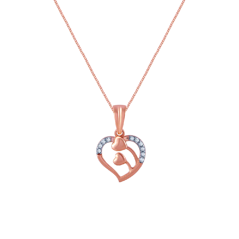 thin gold necklace-14k (585) Rose Gold And Diamond Pendant For Women