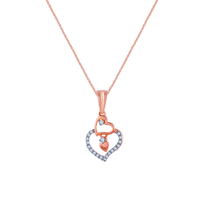 uncut silver necklace-14k (585) Rose Gold And Diamond Pendant For Women