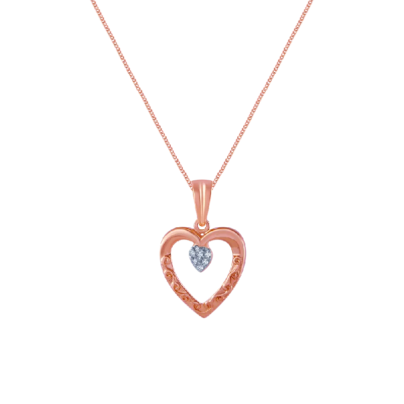 garnet drop necklace-14k (585) Rose Gold And Diamond Pendant For Women