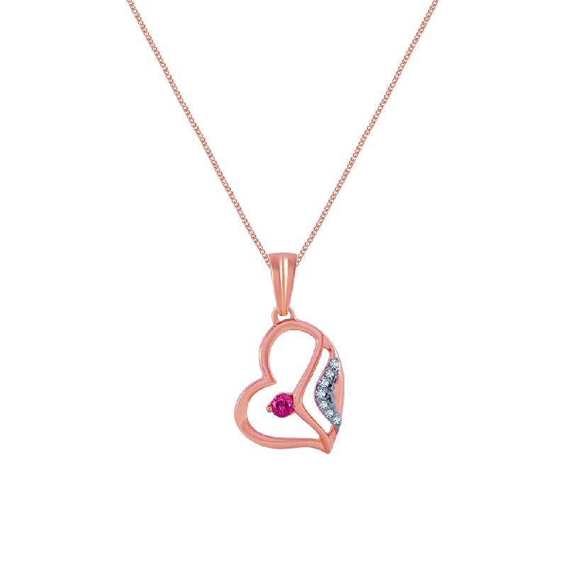 leafy-themed pendant necklace-14k (585) Rose Gold And Diamond Pendant For Women